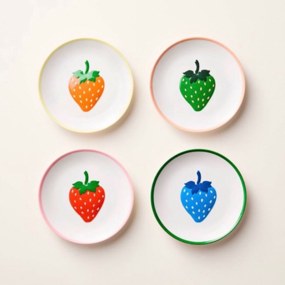 🍓4pc Strawberry Melamine Appetizer Plate Set - Kate Spade New York x Target
